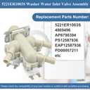 5221ER1003S Washer Water Inlet Valve Compatible with lg, kenmore: WKE100HVA, WM4000HBA, WM3400CW, WM4000HWA, WM3470CW etc, Replace 4869496, AP6798394, PS12587936, EAP12587936, PD00057211 etc, 21.05 cubic inches