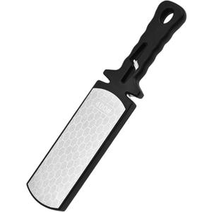Diamond Sharpening Stone,400/1000 Grit Handheld Double-Sided Diamond Sharpener 5 in 1 Honeycomb Surface Knife Sharpener Plate Whetstone with Ceramic & Tungsten Steel Scissor Slot,Black