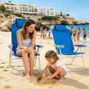 SUNNYFEEL Oversized Tall Folding Beach Chair Lightweight, 17" Portable Sand Chair for Adults Heavy Duty 500 LBS with Cup Holders, Foldable High Camping Lawn Chairs for Camp/Outdoor/Picnic/Sports, 1-pack
