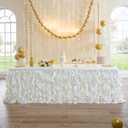 leegleri 156Inch Long Ivory Table Skirt for Rectangle Tables, Tutu Table Cloth for Birthday, Baby Shower, Gender Reveal, Wedding Shower, Valentines Day, Prom