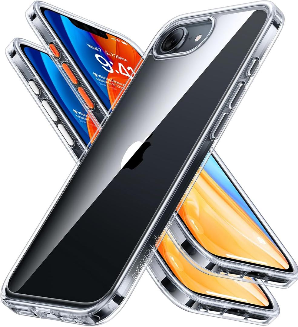 TORRAS Guardian Diamond Clear for iPhone 16e Case 2025, [Non-Yellowing] Military-Grade Test Protection Durable 16e Case Slim Thin Anti-Scratch DIY-Buttons Hard PC Back Case for iPhone 16e 6.1", Clear