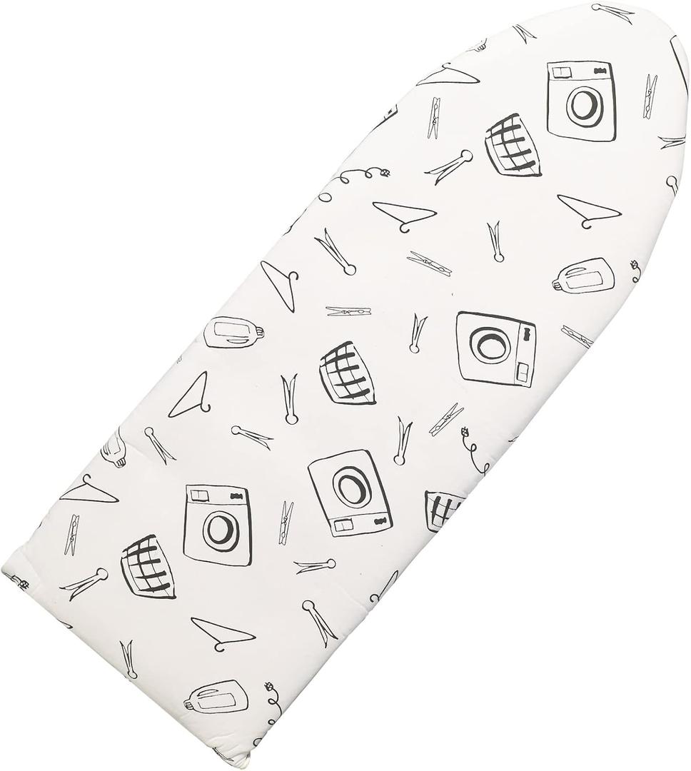 Seiritex Over The Door Ironing Board Cover 13 x 37 inch, Small Iron Board Cover w Heat Reflective 3 Layers Thick Padding with Hook and Loop Fasteners (White)