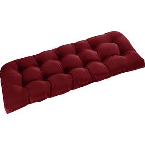 downluxe Outdoor Bench Cushion for Patio Furniture, Waterproof Tufted Overstuffed Porch Swing Cushions, Thick Outdoor Loveseat Cushions, 59" x 18" x 5", Burgundy, Set of 1
