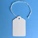 500 Merchandise Tags with String Attached - 2 1/4 x1 7/16 - White Marking Hanging Paper Tags with Strings, Labels to Tie On