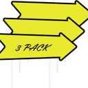 3 Pack Blank Arrow Yard Signs with Stakes, 17" x 6" Waterproof UV Resistant Corrugated Plastic Directional Signs, Reusable This Way Arrow Signs for Yard Sales, Garage Sales, Weddings, Parties & Business Advertising