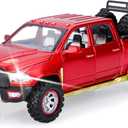 SASBSC Toy Trucks for Boys Age 3-12 Pickup Truck Toys Diecast Metal Model Cars with Light and Sound Pull Back Car Toy for 3+ Year Old Kids (Red)