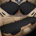 Car Seat Covers Front&Rear Protector Mat Pad, Anti-Slip Full Set Car Seat Cushion, Linen Fabric Universal Size (Black, Bottom(Front+Rear))