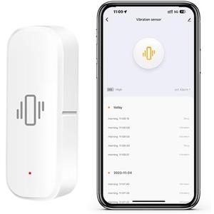 2.4G WiFi Vibration Sensor Shock Alarm Detector SmartLife/Tuya Smart App Notification for Indoor Window Security Door Alarm