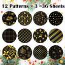 3 x 12" Christmas Pattern Paper & Sticker Kit Black Gold Scrapbook Premium Specialty Paper Double-Sided 12"x12" with 12 Designs 36 sheets for Scrapbooking Card Making Crafting