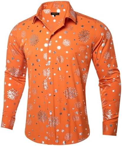 DiBanGu Men's Silk Paisley Dress Shirt Formal Long Sleeve Button-Down Casual Shirts for Wedding Party, Size M