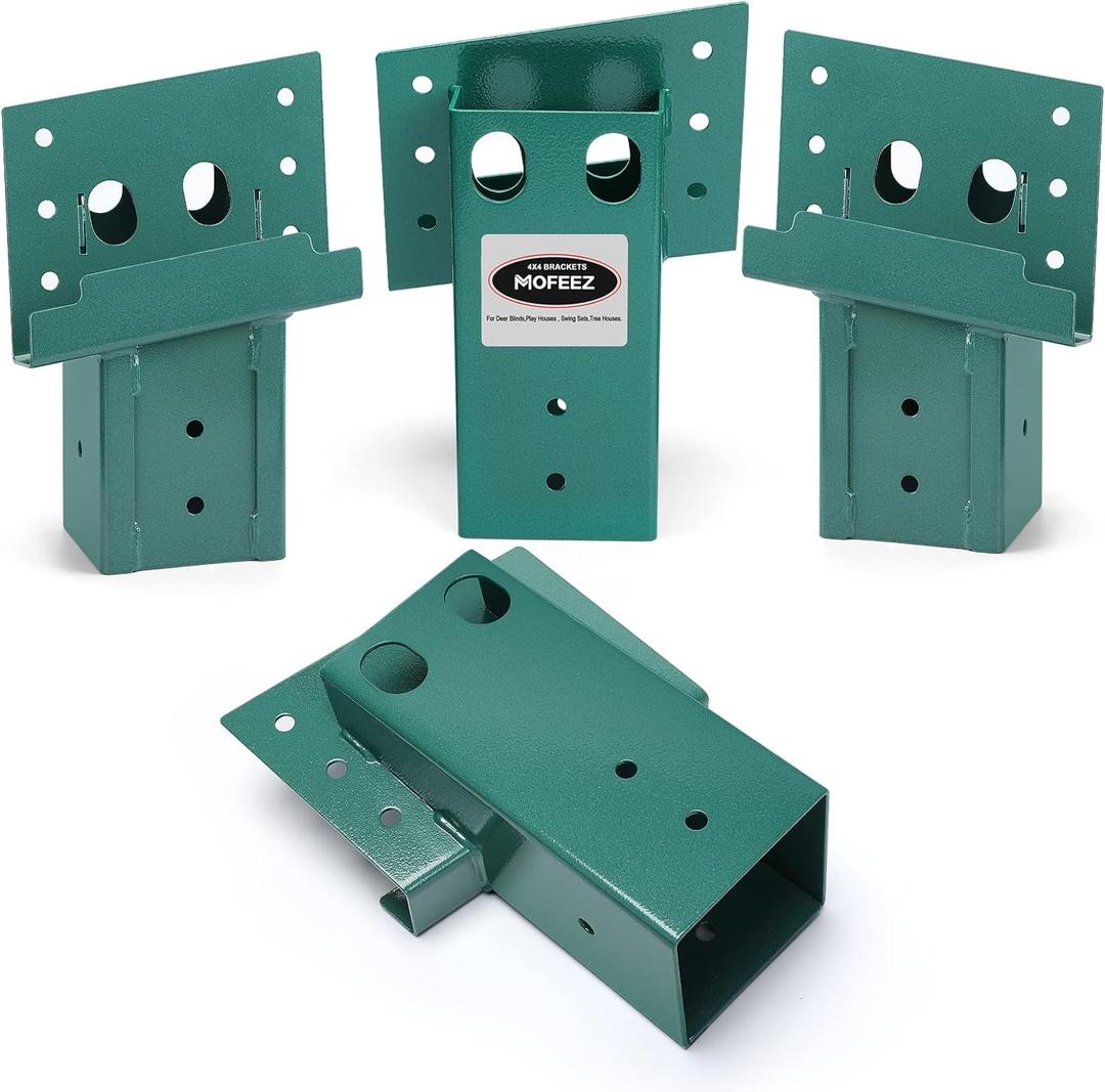 Mofeez Outdoor 4x4 Compound Angle Brackets for Deer Stand Hunting Blinds Shooting Shack (Green, Set of 4)