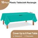 Teal 16 Pack 54 x 108 Inch Plastic Tablecloths, Disposable Rectangle Tablecloth, Party Table Cover Plastic Table Cloth