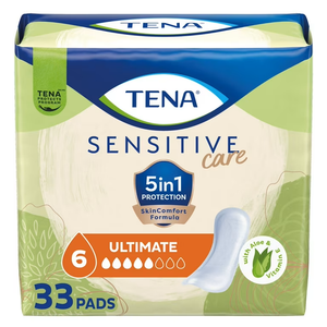 TENA Incontinence Pads, Bladder Control & Postpartum for Women, Ultimate Absorbency, Aloe and Vitamin E, Sensitive Care - 33 Count