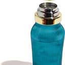 The MixMaster Cocktail Shaker with Strainer and Jigger Measuring Cap - Art Deco Leakproof Glass Drink Mixer for Crafting Cocktails - Innovative Home Bartending Supplies and Accessories - Blue