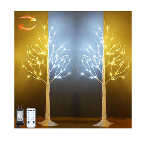 ZHOUDUIDUI Set of 2 Lighted Birch Tree, 4ft 48LED Birch Tree Lights,Artificial Twig Tree Light 9Modes Timer for Indoor Outdoor Christmas Halloween Easter Home Party Wedding Decor,Warm & Cool White