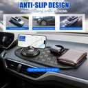 Multifunctional Car Anti-Slip Mat, 360° Rotatable Car Anti Slip Mat Phone Holder, Universal Dashboard Pad with Temporary Parking Number, Dashboard Accessories for Sunglass Chapstick (Black Brown)