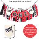 Race Car High Chair Banner - Fast One Birthday Party Decorations,Red Vintage Racing 1st Birthday Highchair Banner,Race Car Boy Smash Cake Banner,Racing Garland With Black And White Checkered Flags