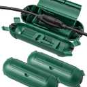DEWENWILS 3Pack Outdoor Extension Cord Cover, Waterproof Connection Protector with 4 Seal Latches, Adjustable Compartment for AWG 12/14/16 Cords, Protect Holiday Decoration Lights and Plugs (Green)