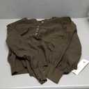 Saodimallsu Womens Button Crew Neck Sweater Fall Long Sleeve Henley Shirts Trendy Loose Knit Pullover Tops, Size: M