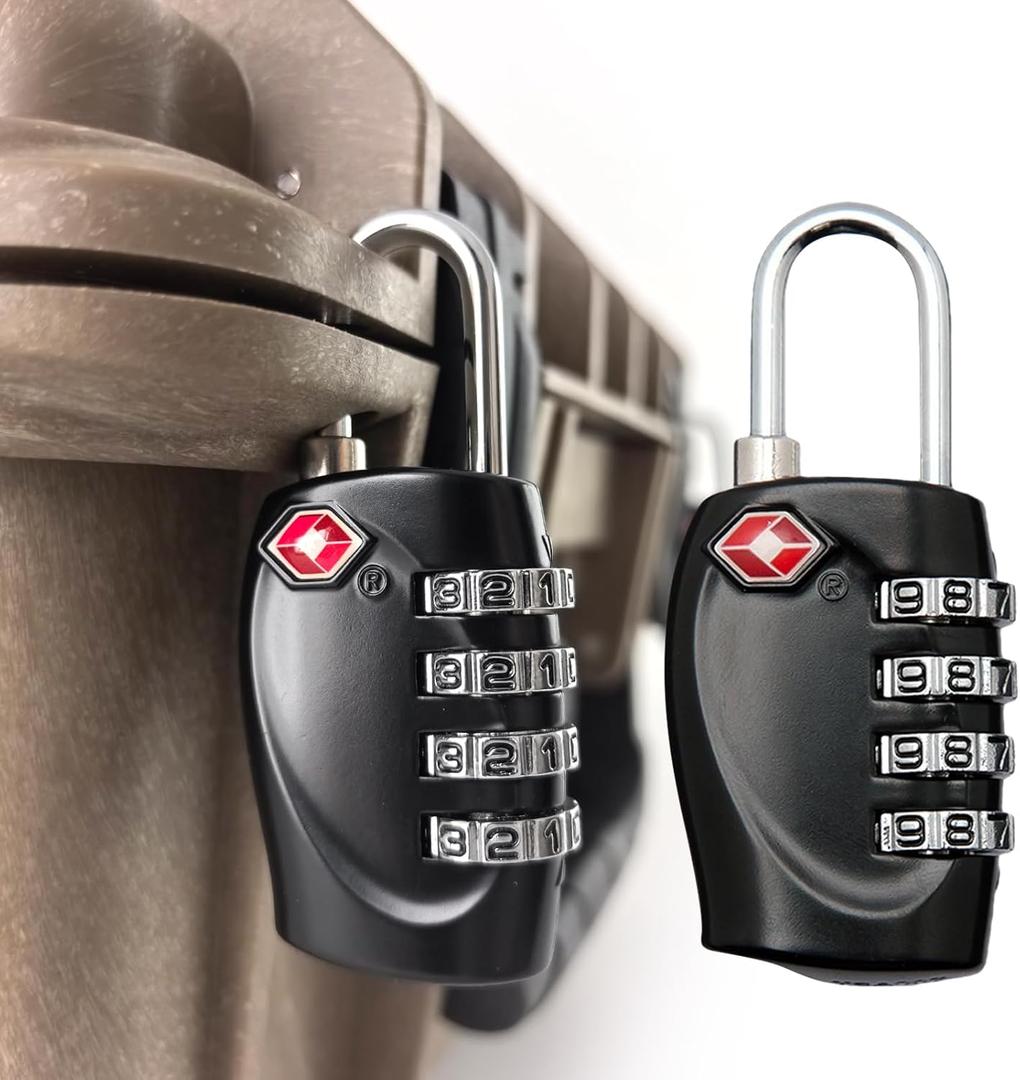 2 Pack TSA Approved Gun Case Locks for Pistol Cases, 4 Digits Travel Locks Combo Padlocks for Small Hard Cases, Carrying Cases, Combination TSA Locks for Gym Lockers, Luggage, Cabinets, Backpacks