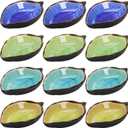 Jucoan 12 Pack Ceramic Soy Sauce Dish, 4 Inch 2 Oz Leaf Shape Small Sauce Dish Salsa Dipping Bowls for Charcuterie Board, Taco, Party, Mini Pinch Bowl for Sushi Oil Vinegar Ketchup Paste Jam