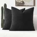 FUTEI Pack of 2 Black Decorative Throw Pillow Covers 16x16 Inch Soft Cozy Solid Boucle Textured Cushion Case,Modern Home Decor for Couch Bed Living Room