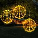16" Christmas LED Light Globe (3 Pack) with Multiple Auto Timing and Glow Modes, Folding Light Ball for Holiday Decor, Patio, Indoor/Outdoor Decorations LED Ball Lights Sphere (Warm White)