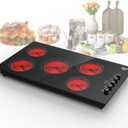 VBGK Electric Cooktop 36 inch,Built-in 36 inch Electric Cooktop 8000W Power Control by Knob, 36 induction cooktop with 9 Power Levels with Child Safety Lock, Timer,Over-Temperature 220V-240V. (Electric Cooktop 5 Burner)