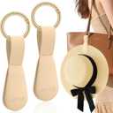 Magnetic Hat Clip for Travel - 2Pcs Light Khaki Silicone Hat Holder for Bags, Purses, Luggage & Beach Hats - Secure Hat Hook Clip for Totes, Vacation Essentials