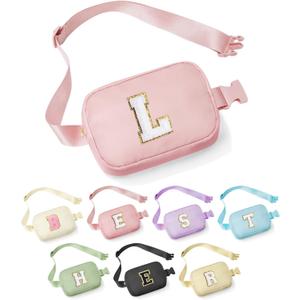 YOOLIFE Gifts for Girls Teen Girls - Initial Crossbody Bag for Girls Teens Belt Bag Fanny Pack, Personalized Preppy Stuff Dance Gifts for Teen Girls Kids, Birthday Gifts for Girls, Pink