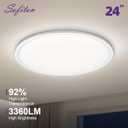 24 Inch LED Flush Mount Ceiling Light, 48W 2700K-5000K 5CCT Adjustable, Super Slim LED Ceiling Light, Dimmable, Round Ceiling Lights for Bedroom Kitchen Living Room, ETL Certified, 1Pack