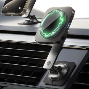 ESR for 15W MagSafe Car Mount Charger, Universal Dashboard/Tesla MagSafe Car Charger, Magnetic Wireless Charging, Adjustable Car Phone Holder for iPhone 17e/17/16/15/14/13/12, S26/S25, Pixel 10, Black