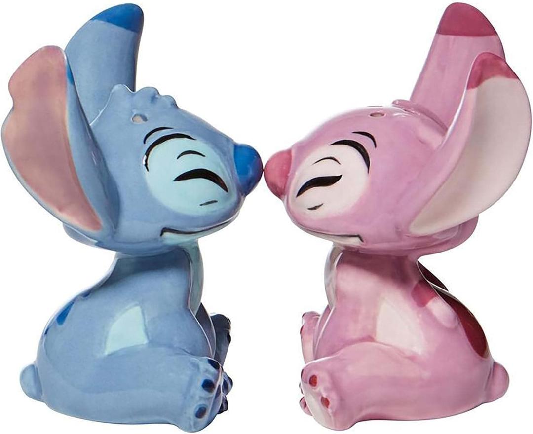 Enesco Disney Ceramics Stitch and Angel Salt and Pepper Shaker Set, 3.5 Inch, Multicolor