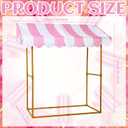 Tioncy 6 Pcs Ice Cream Bar Stand Kits Ice Cream Sundae Bar Supplies Party Decor (Without Table) Include Shelf Banner Roof Pennant Table Skirt for Photo Props Outdoor Party Decor (Desk Is Not Included)