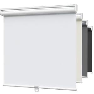 MYshade Blackout Cordless Roller Shades, Room Darkening Free-Stop Roll Up Blinds for Windows, Pull Down Blocking Blind for Home and Office, Easy to Install, 25" W X 72" H, White