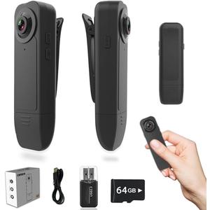 Upgraded Mini Body Camera, Body Cam, 1080P with 64GB, Compact Button Security Camera, Wearable Cam and Portable, Video Recording with Night Vision for Security, Meeting, Work