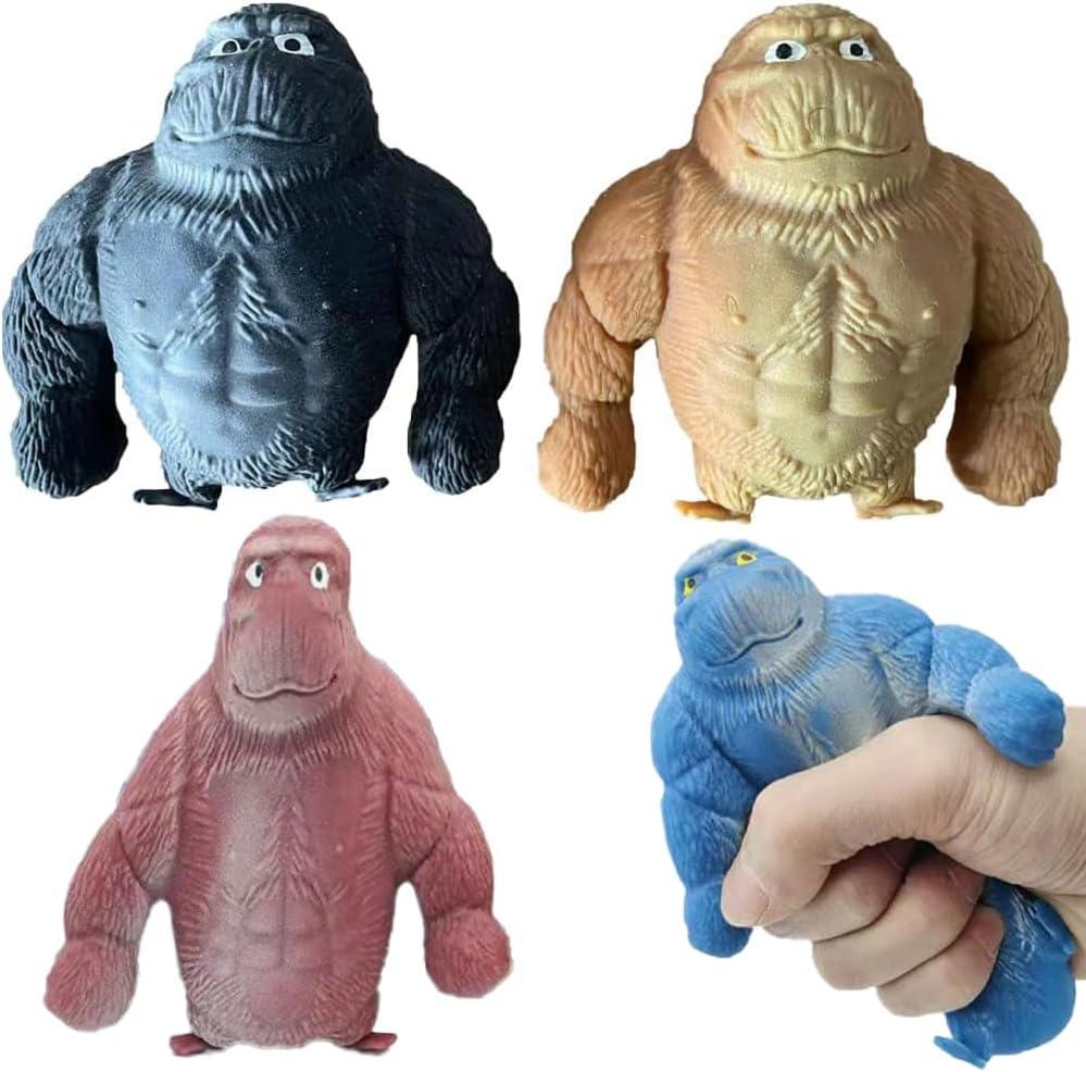 2 Pack Random Color Funny Squishy Monkey Stress Balls for Kids and Adults, Gift Gorilla Sensory Balls Fidget Toy for Party Favors, Decompress and Squeeze Stress Toy