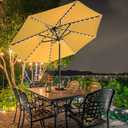 EliteShade USA 10-Year-Non-Fading 9ft Market Patio Umbrella, Commercial Grade Table Sun Umbrella with 80 Solar LED Lights, Crank Open, Windproof & UPF 50+ UV Protection for Garden, Deck, Pool, Backyard, Sunflower Yellow