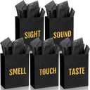 Kolldenn 5 Senses Gift Bags for Him for Her with 10 Pcs Tissue Paper, Paper Bags with Handles Five Senses Gifts for Valentines Christmas Birthday Wedding Anniversary(Black,8.3 x 4.3 x 10.6 Inch)