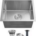 POPFLY 18 Inch Drop In Kitchen Sink, 304 Stainless Steel Top mount Handmade Single Bowl Kitchen Sink 9 Inches Deep Bar Prep Sink, Brushed Nickel18189