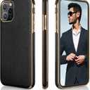 LOHASIC for Luxury Leather iPhone 11 Pro Max Case  Slim Designer Soft Leather Cover, Anti-Slip Grip, Business Phone case for Men & Women, Protective Case for iPhone 11 Pro Max(2019) 6.5"- Black