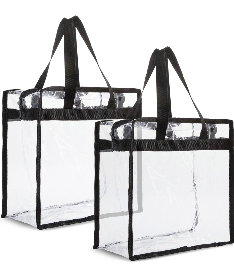 Juvale Clear Stadium Approved Bags - 12x6x12 Large Transparent Tote Bags with Zippers and Handles