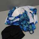 Yonique Women's Plus Size Tankini Swimsuits with Shorts Two Piece Bathing Suits Ruffle Swimsuits Tummy Control Swimwear Blue Green Leaf 22W