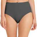 Micosuza Women's Swim Bottom High Waist Retro Basic Full Coverage Bikini Tankini Swimsuit Briefs (12, Grey)
