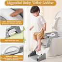 3 in 1 Toddler Potty Training Seat Chair with Ladder and Basin for Boys and Girls, Adjustable Kids Potty Training Seat for Toilet with Anti-Slip Wide Steps and Safety Handles (Grey)