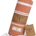 SMYRNA TURKISH COTTON Beach Blanket Sand-Free Oversized Beach Throw 50x60 Quick-Dry Lightweight Turkish Towel for Beach, Pool, Picnic & Outdoor Travel Eco-Friendly Recycled Cotton, Orange