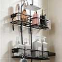 Shower Caddy Hanging  Rustproof Shower Organizer Hanging for Inside Shower  Over the Showerhead Rack with Soap Holder & Razor Hooks, No Drilling Bathroom Shower Shelves and Storage, Black