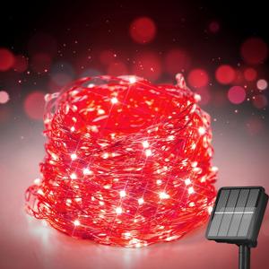 Solar String Lights for Outside, 72Ft 200 LED Solar Fairy Lights with 8 Modes, Solar Powered Fairy Lights Waterproof for Christmas Tree Garden Party WeddingRed (1 Pack)