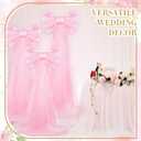 Havawish 3 Set Wedding Extra Large Pink Bow Decor 5 ft Giant Satin Pink Coquette Bow with Long Tulle Tails Girls Room Decor for Birthday Wedding Anniversary Engagement Bridal Party, Include Base