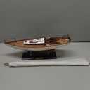 SAILINGSTORY Wooden Sailboat Decor Yacht Model Ship with Antique Finish Ivory